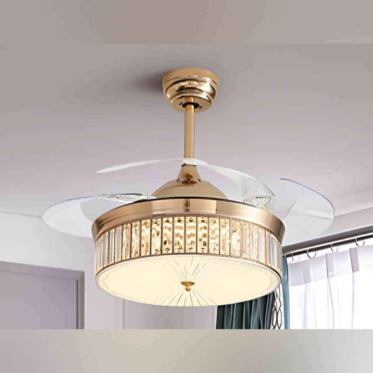 Ventilador Techo Dorado LED 6 Velocidades