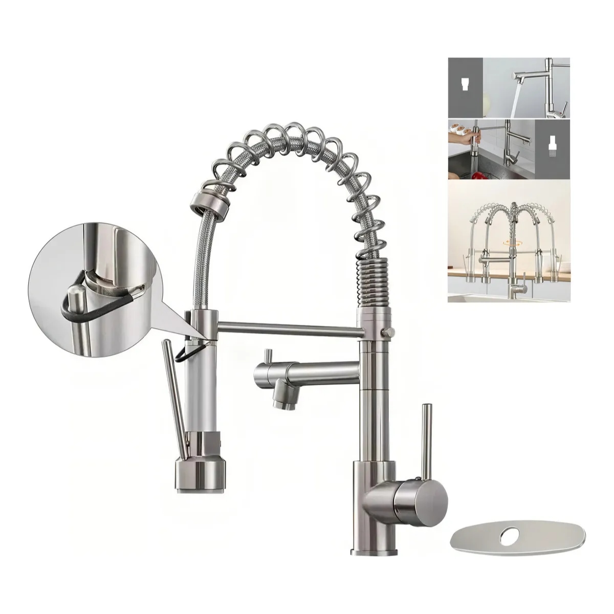 Grifo Mezcladora Tarja Cocina Yesop Plateado